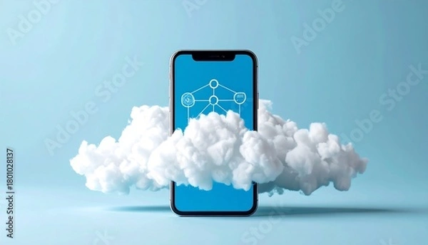 Fototapeta Cloud Computing on Mobile - A Modern Technology Concept.