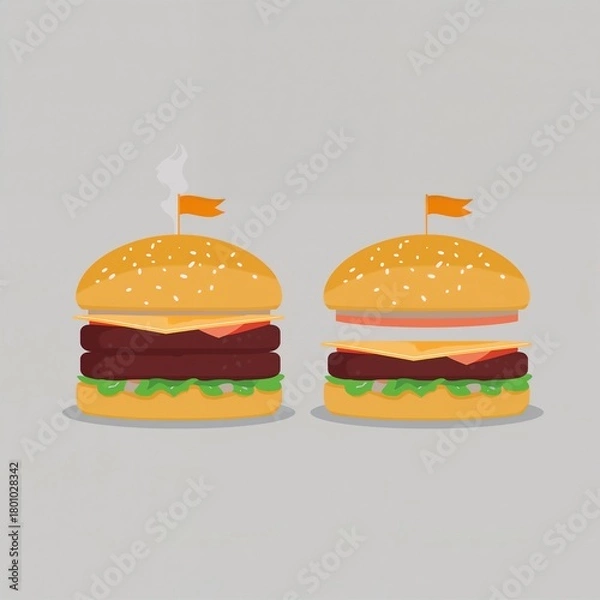 Obraz Stylized hot and fresh burger with deconstructed counterpart