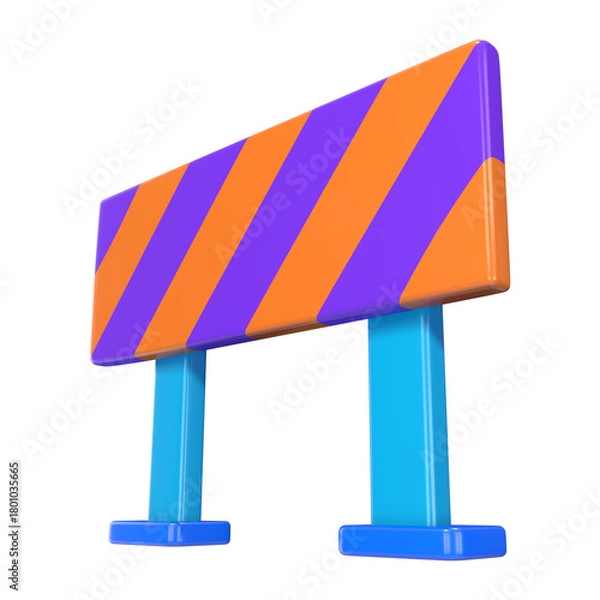 Obraz Roadblocks Stop 3D Illustration Icon