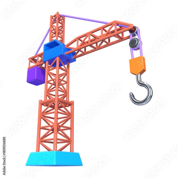 Obraz Tower Crane 3D Illustration Icon