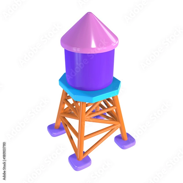 Obraz Water Tower 3D Illustration Icon