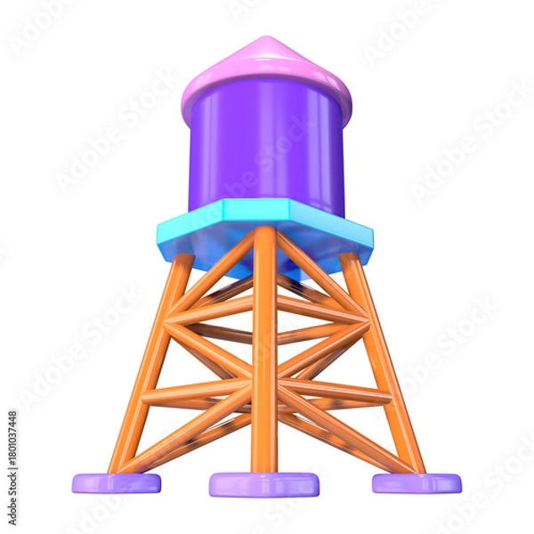 Obraz Water Tower 3D Illustration Icon