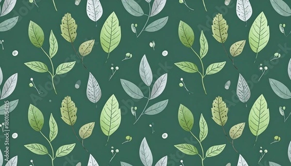 Fototapeta Elegant Green Leaf Pattern for Textile and Background Design.