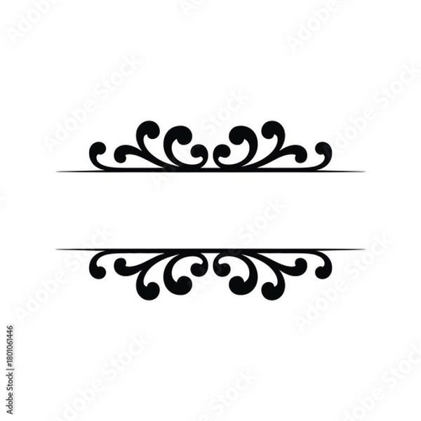 Fototapeta Ornate Black Decorative Border with Split Center Keywords: border, decorative, ornate, flourish