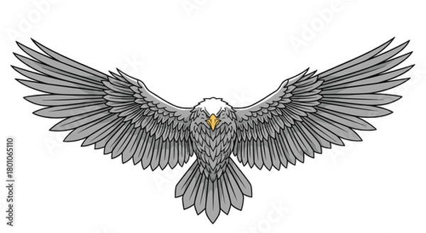 Fototapeta A stylized illustration of an eagle with outstretched wings and a determined gaze, perfect for design and branding projects.