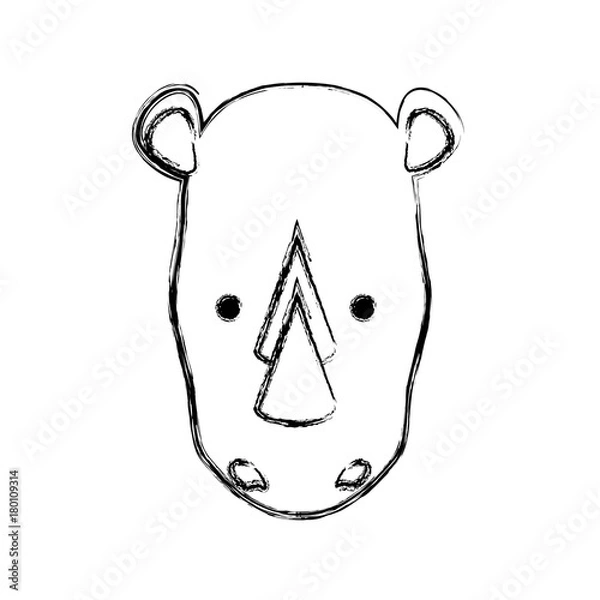 Fototapeta cartoon rhino icon over white background vector illustration
