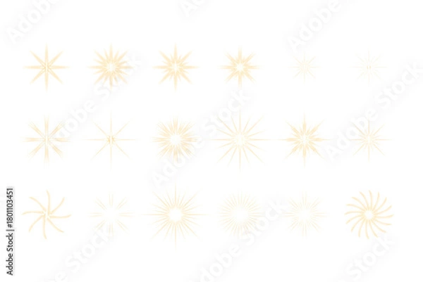 Fototapeta Collection of realistic light flares, starbursts, and glowing lens effect elements