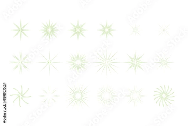 Fototapeta Collection of diverse starbursts and lens flares for graphic design elements and effects