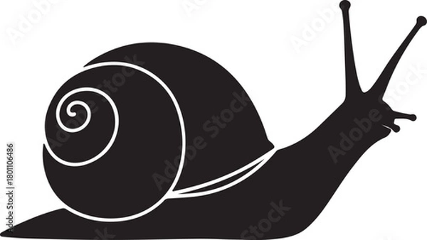 Obraz Stylized black silhouette of a snail with coiled shell