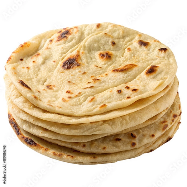 Fototapeta chapati or roti on isolated white background png