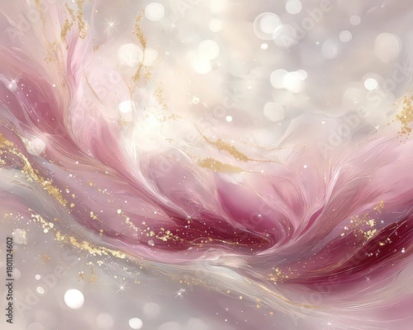 Fototapeta Abstract Fluid Art Swirling Blush Pink and Rose Gold Resemblance with Bokeh Lights