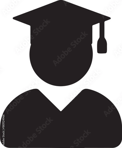 Fototapeta Graduation man icon with a student wearing a cap and tassel in a simple vector style