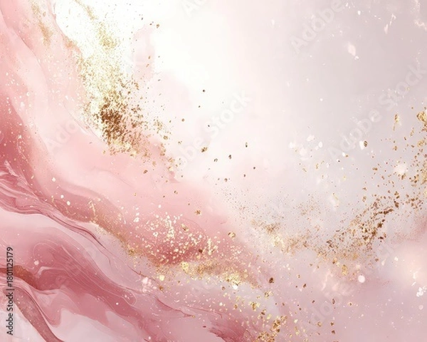 Fototapeta Abstract Fluid Art with Swirling Blush Pink and Rose Gold Hues Texture Background Design