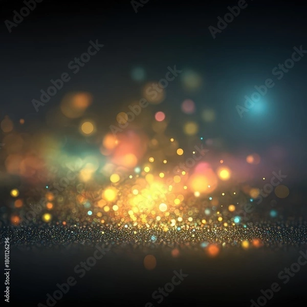 Fototapeta Abstract Glittering Bokeh Effect Against Dark Backdrop with Warm Hues and Soft Focus