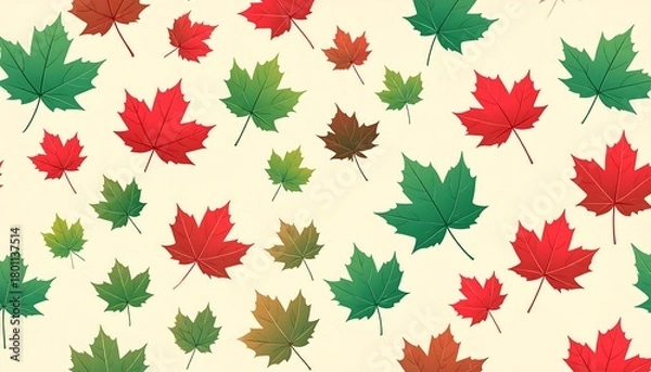 Obraz Autumnal Maple Leaf Pattern - A Vibrant Tapestry of Fall Colors.