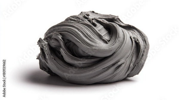 Fototapeta "Smeared grey plasticine (modeling clay) isolated on a white background, clipping path included."