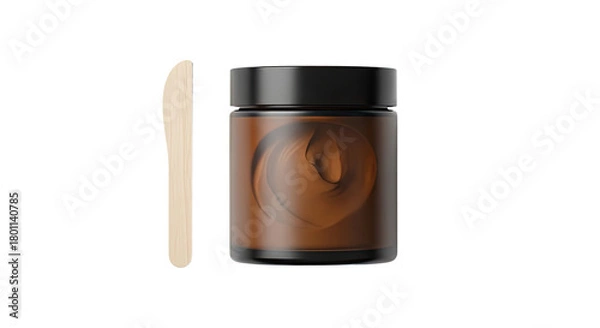 Fototapeta Brown Glass Jar with Black Lid for Storage.