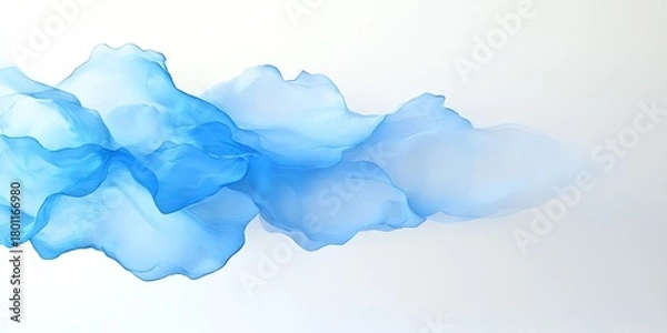 Obraz Delicate Blue Fabric Floating Elegantly Against White Background for Textile Design