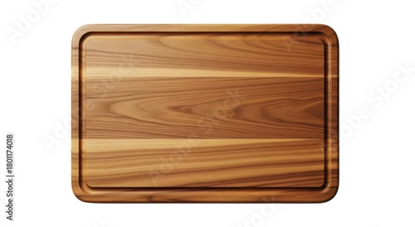 Fototapeta Rectangular wooden cutting board or chopping board for kitchen food preparation and display isolated PNG with Transparent Background