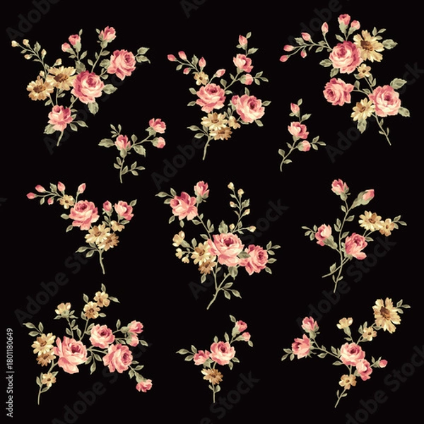 Obraz A collection of rose materials ideal for textile design,