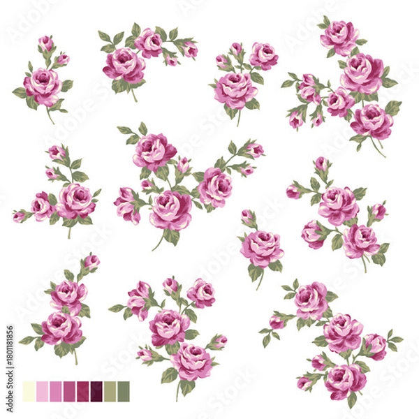 Obraz A collection of rose materials ideal for textile design,
