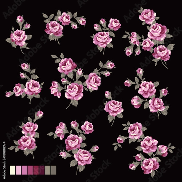 Obraz A collection of rose materials ideal for textile design,