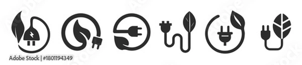 Obraz green energy plug icon set 