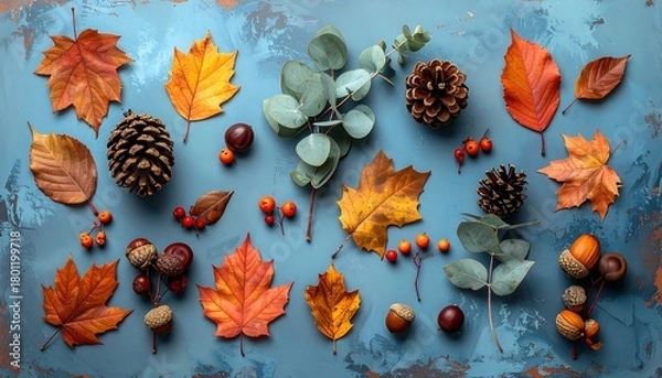 Obraz Autumnal Still Life - A Colorful Composition of Fall Elements.