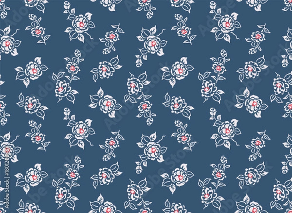 Fototapeta Japanese Rose Vine Vector Seamless Pattern