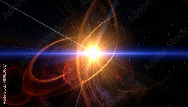 Obraz Abstract Light Burst with Flowing Energy and Lens Flare.