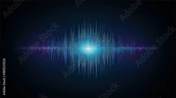 Obraz Abstract Soundwave with Vertical Lines in Blue and Black Tones with Varying Intensity