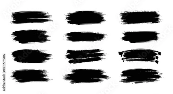 Fototapeta Set of Black Brush Stroke Shapes for Design Elements