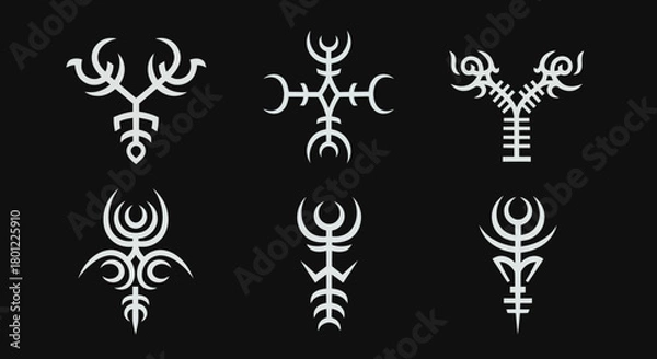 Fototapeta Collection of Intricate Runes and Sigils Mystical Symbols with Unique Designs