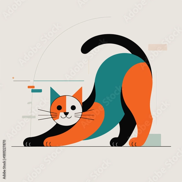 Obraz Create a flat color cat design