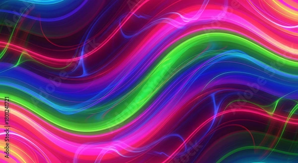 Fototapeta Vibrant, dynamic, and colorful wavy lines A visual symphony of light and energy - abstract art concept