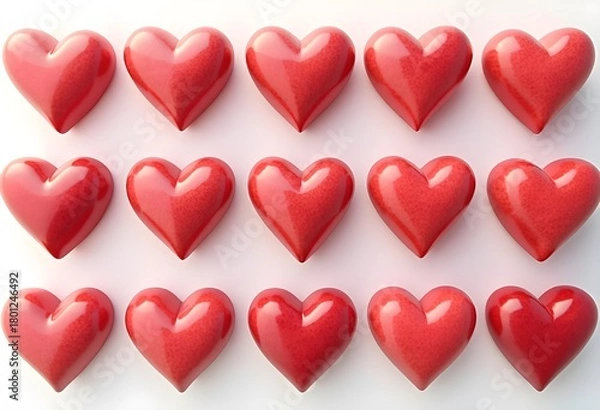 Fototapeta _A Realistic HD Image Of A 3D Heart And Love Emoji