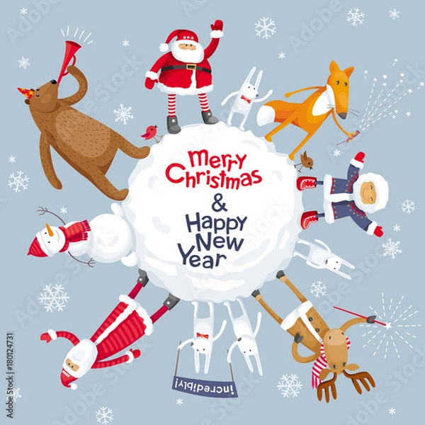 Fototapeta Merry Christmas vector planet