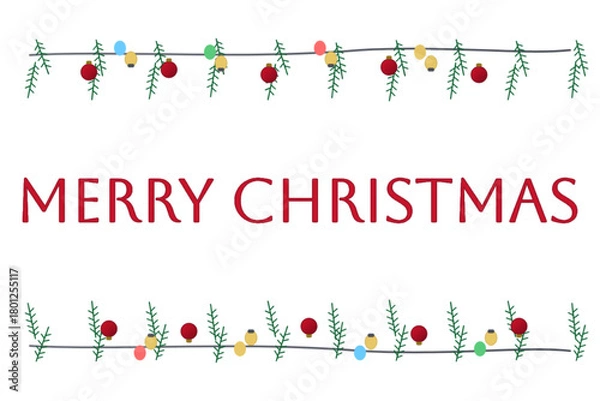 Obraz Christmas Poster with Pine Garland and Bold Typography