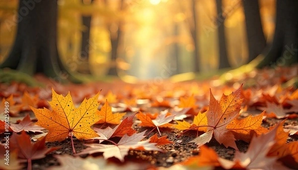 Obraz autumn leaves in the forest