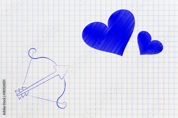 Fototapeta cupid's bow next to loveheart symbols