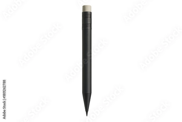 Fototapeta Black mechanical pencil with eraser top, a common stationary tool for writing, drawing, and office work