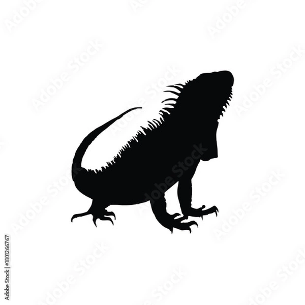 Obraz Solid black iguana silhouette vector illustration