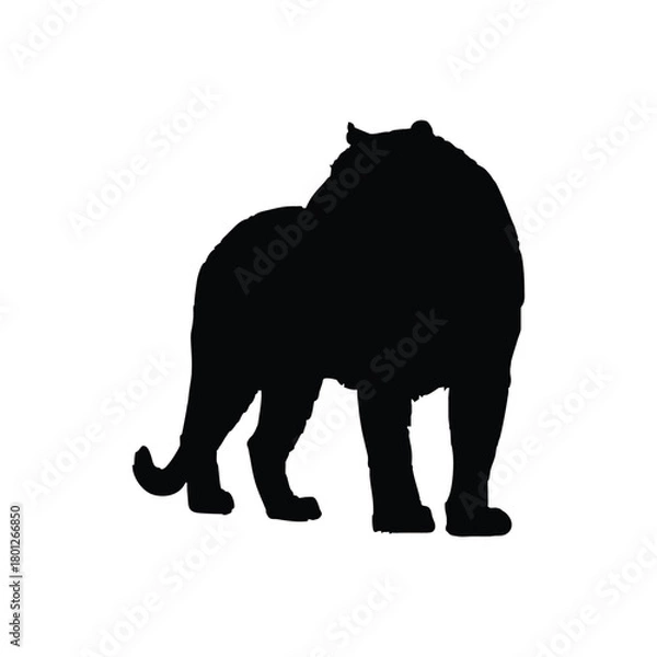 Obraz Solid black jaguar silhouette vector illustration