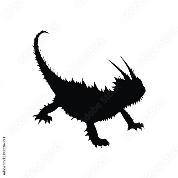 Obraz Solid black thorny devil silhouette vector illustration