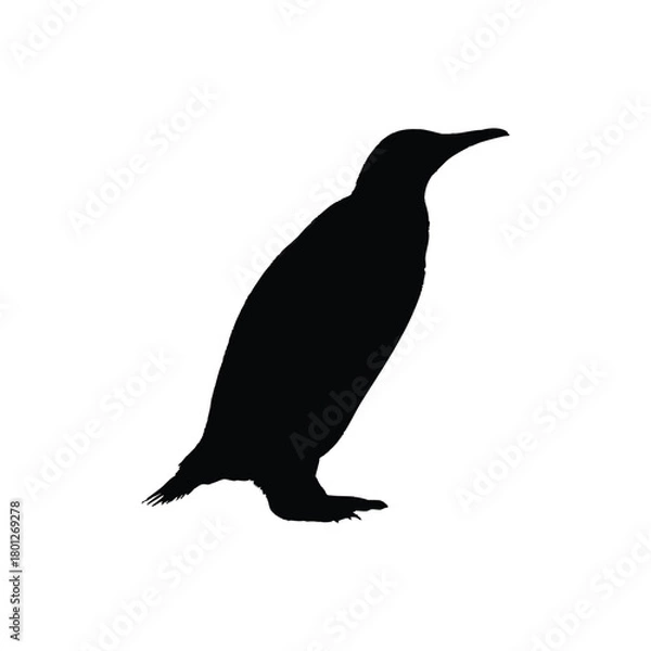 Obraz Solid black penguin silhouette vector illustration