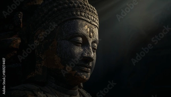 Obraz Serene Buddha Sculpture in Soft Light with Textured Surface