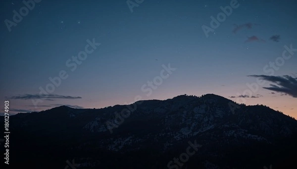 Fototapeta Serene Mountain Landscape at Dusk Under a Starry Night Sky