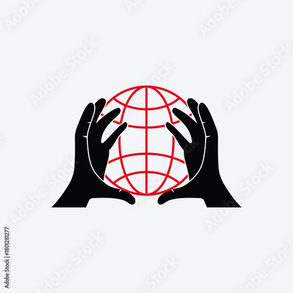 Obraz Minimalist Global Support Hands Logo Design