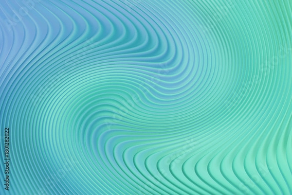 Fototapeta Abstract turquoise and green wave pattern background with smooth curves