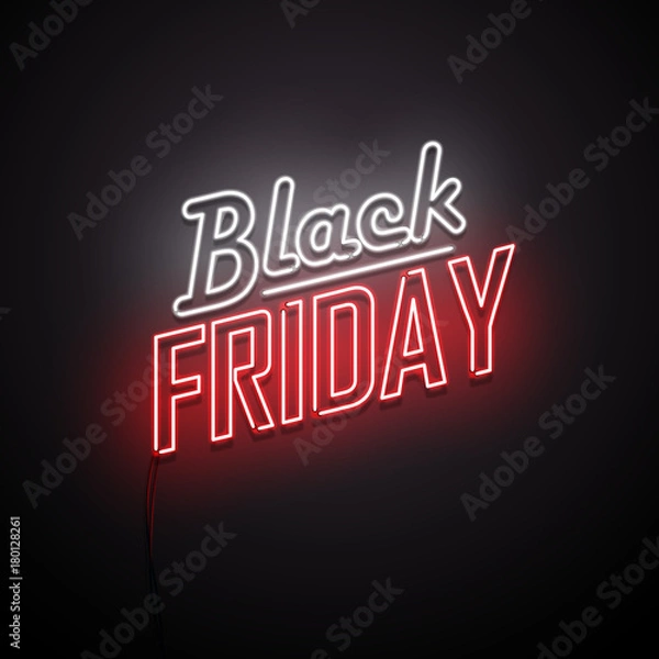 Obraz Black Friday background. Neon sign. Vector illustration.